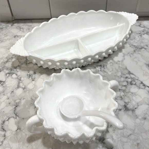 Fenton Other - Fenton Serving Dishes Hobnail ruffled